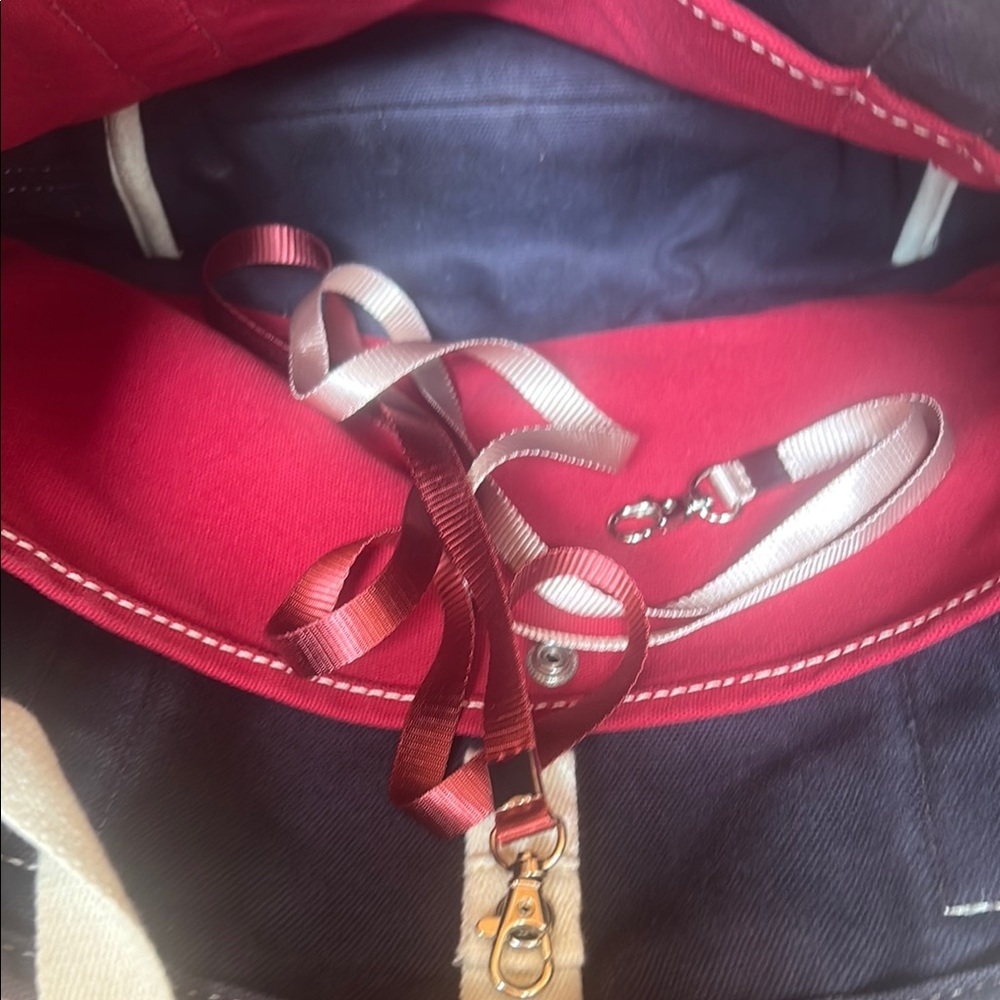 Lands' End Red and Black Tote Bag Durable Canvas - Picture 11 of 13